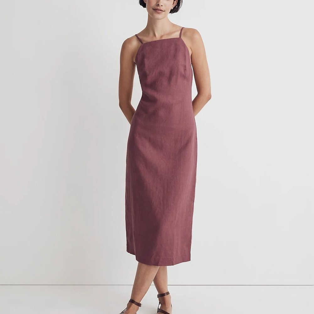 Madewell Square Neck Midi Dress in 100% Linen